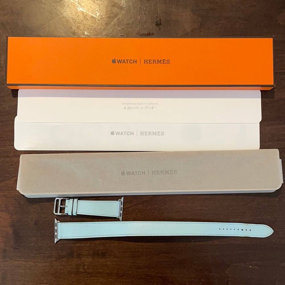 Authentic Hermès double tour Apple Watch band.